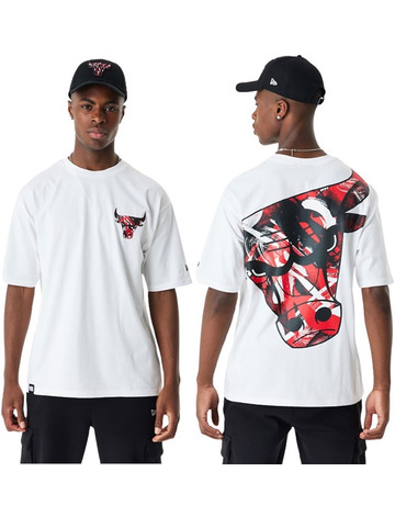 New Era NBA Chicago Bulls oversized mesh t-shirt in white with logo print