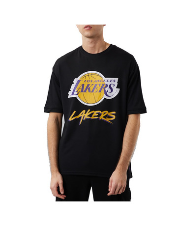 LA Lakers NBA Logo Oversized White Mesh T-Shirt