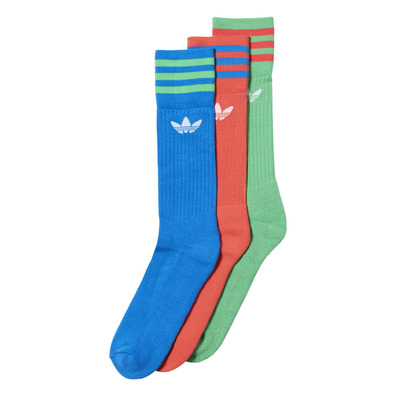 Adidas Originals Calcetines Classic Solid Crew 3PP (azul/lima/rojo solar)