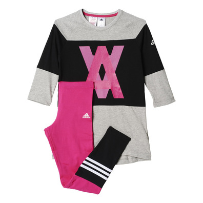 Adidas Conjunto Junior Girls Separates Tights (gris/negro/rosa)