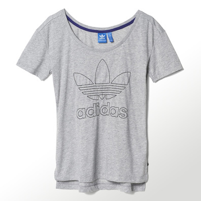 Adidas Originals Camiseta Mujer Trefoil Tokio  (gris/negro)