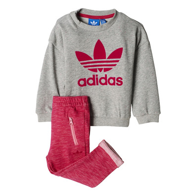 Adidas Originals Chándal Trefoil FT Crew Infants (medium grey/ bold pink)