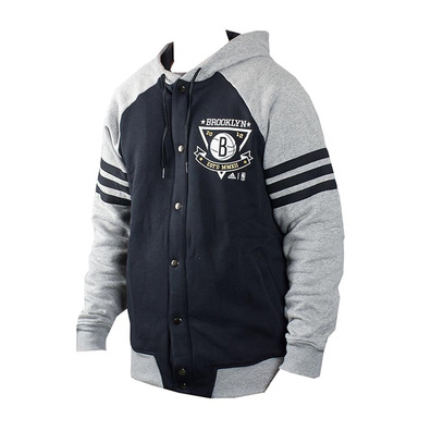 Adidas Washed Baseball Jacket Brooklyn Nets(Negro/Gris)