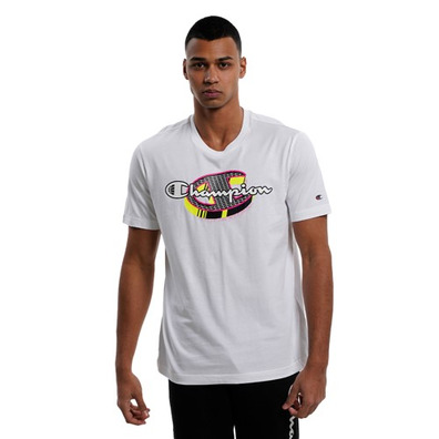 Champion Basketball Legacy Script Logo Spray Neon Tee "White"