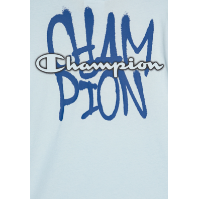 Champion Cotton Graphic Crewneck With Large Logo T-Shirt "Light Blue"