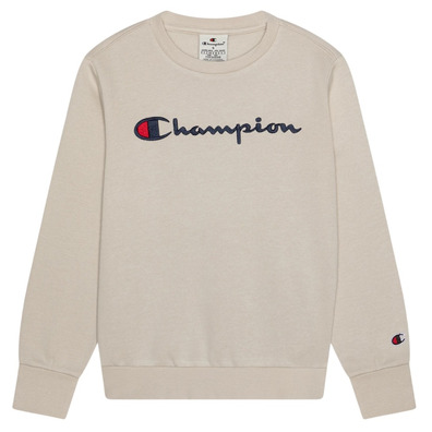 Champion Embroidered Big Logo Crewneck Sweatshirt "Beige"