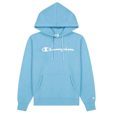 Champion Legacy Big Script Logo Print Hoodie "Light Blue"