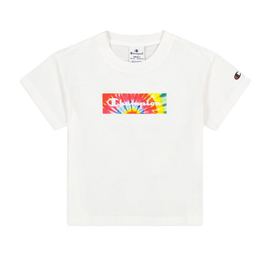 Champion Legacy Girls Scrip Logo Front Rainbow Tee "White"