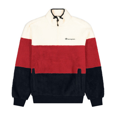 Champion Legacy Sherpa Graduated Panelled Half Z-Up Fleece Sweatshirt "Navy-Red"