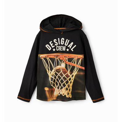 Desigual Basketball Hooded T-shirt "Black"