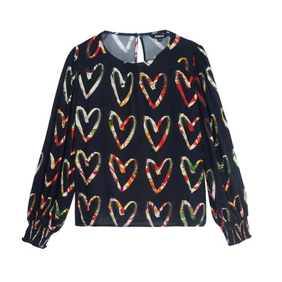 Desigual Loose Crepe Hearts Blouse