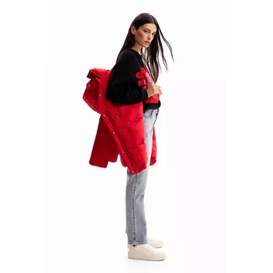 Desigual Padded Zips Coat "Carmine"