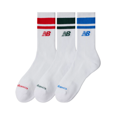 New Balance Everyday Stripe Midcalf Logo Crew 3 Pack "White"