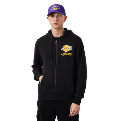 New Era NBA L.A LAkers Script Logo FZ Hoodie "Black"