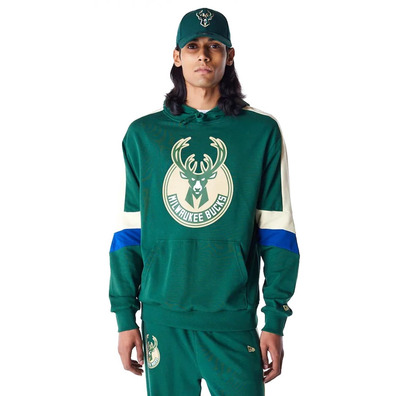 New Era NBA Milwaukee Bucks Colour Block Pullover Hoodie "Dark Green "