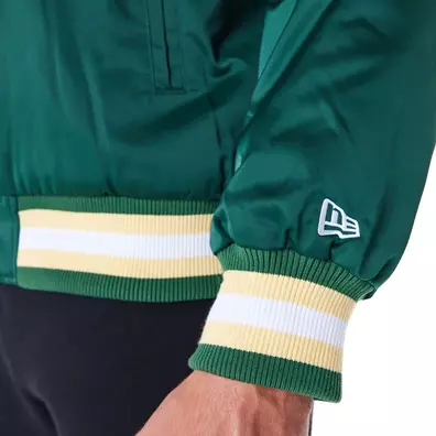 New Era NBA Milwaukee Bucks Satin Bomber Jacket "Dark Green"