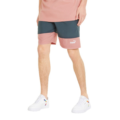 Puma Power Colorblock Woven Shorts 9" "Dark Slate-Rosette"