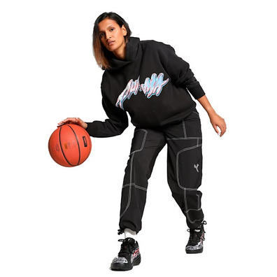 Puma Womans Basketaball Cherry on Top Graphic Oversized Hoodie "Black"