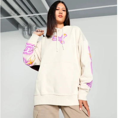 Puma Womans Basketball Art-Hitect Sparkle OS Hoodie "Alpine Snow"