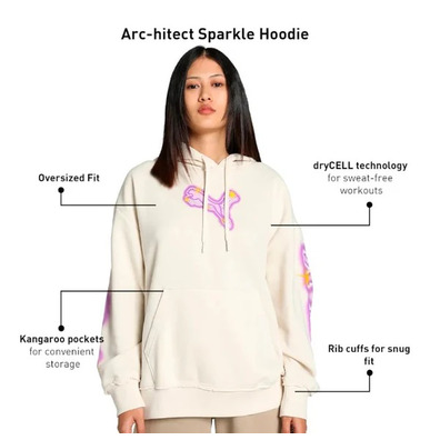 Puma Womans Basketball Art-Hitect Sparkle OS Hoodie "Alpine Snow"