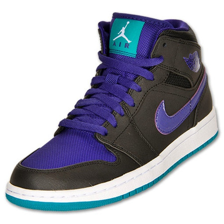 Air Jordan 1 Mid "Hornets" (015/negro/purple/turquesa)