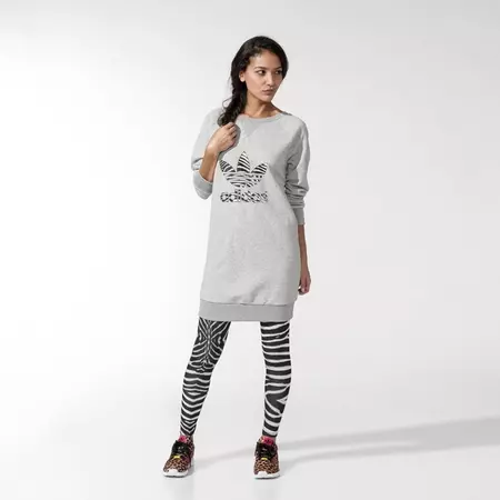 Adidas Original Sweatshirt Dress Logo Zebra (gris)