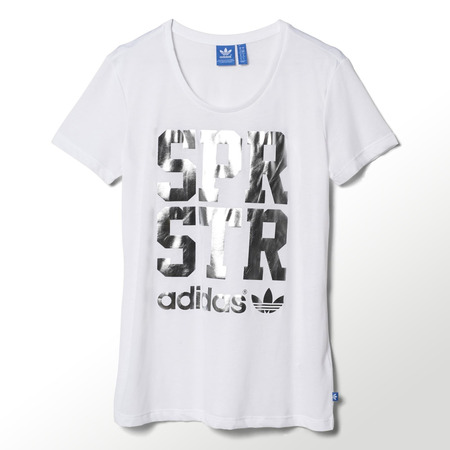 Adidas Originals Camiseta Mujer Big Letter Superstar (blanco/plata)