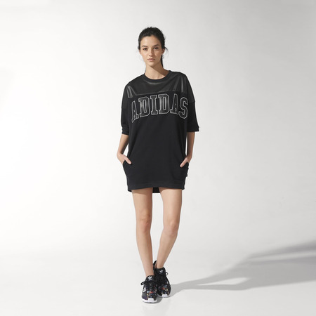 Adidas Originals Camiseta Vestido Mujer New York Faux Leather (negro)