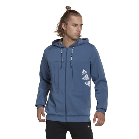 Adidas Essentials BrandLove Fleece Full-Zip Hoodie "Wonder Steel"