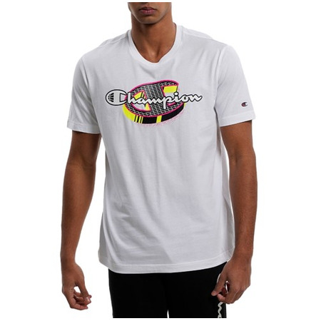 Champion Basketball Legacy Script Logo Spray Neon Tee "White"