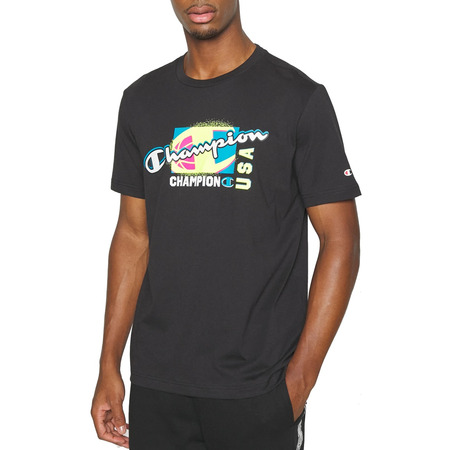 Champion Basketball Legacy Script Logo Spray Neon Tee "Black"