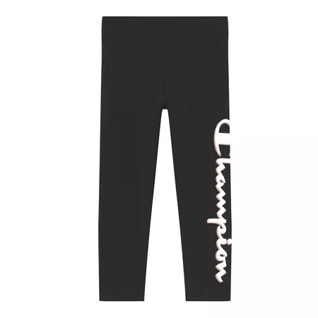 Champion Legacy Girls Leggings Script Logo Print "Black