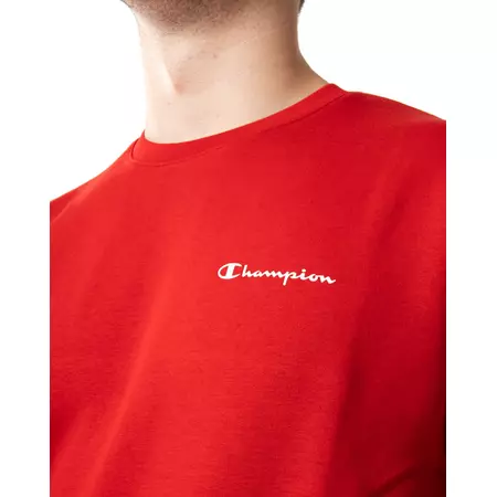 Champion Legacy Spliced Script Logo Print Sweatshirt "Red"