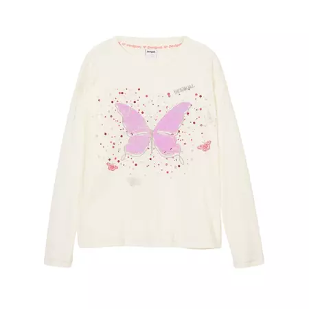 Desigual Butterfly print T-shirt "White"