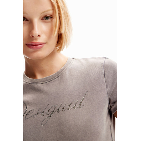 Desigual Slim Rhinestone T-shirt "Gray"