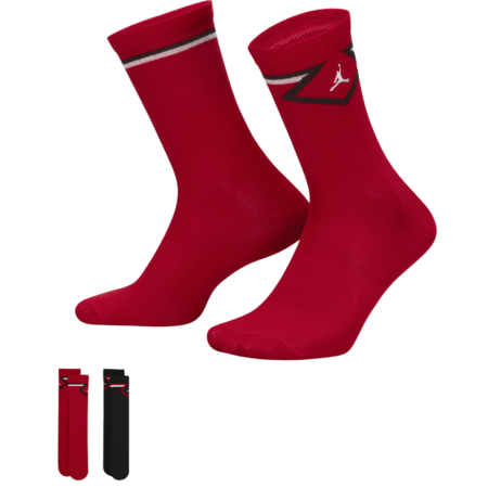 Jordan Kids Diamond High Crew Socks (2 Pairs) "Gym Red-Black"