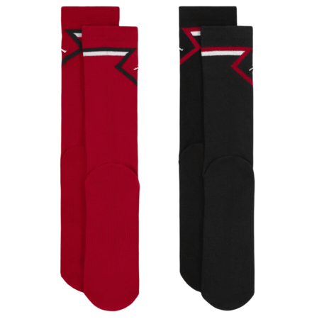 Jordan Kids Diamond High Crew Socks (2 Pairs) "Gym Red-Black"