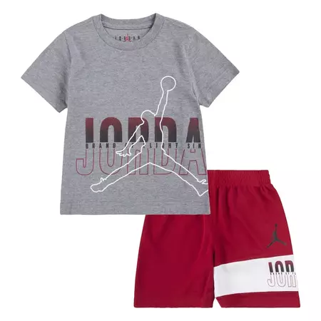 Conjunto Jordan Kids JDB Jumpman Wrap Logo Tee and Short Set "Gym red-Carbono"