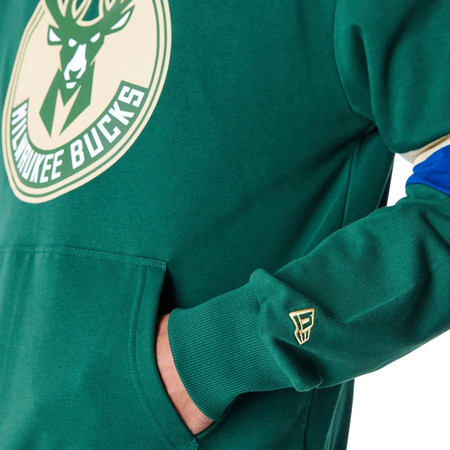 New Era NBA Milwaukee Bucks Colour Block Pullover Hoodie "Dark Green "