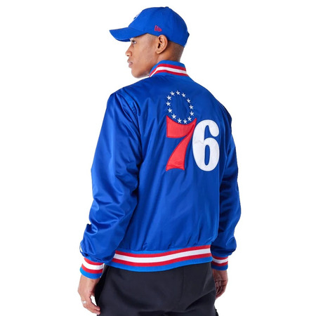 New Era NBA Philadelphia 76ers Satin Bomber Jacket "Blue"