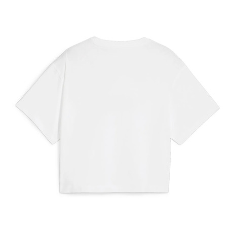 Puma Girls Logo Cropped Tee "White"