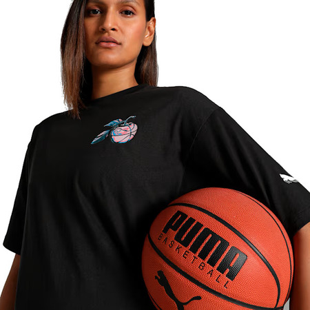 Puma Womans Basketaball Cherry on Top Graphic Oversized Fit Tee "Black"