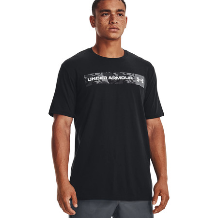 UA Men's Camo Chest Stripe Short Sleeve "Black"