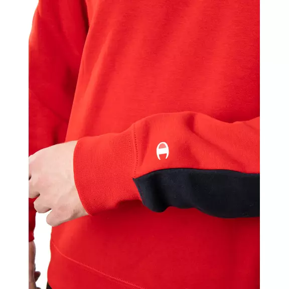 Champion Legacy Spliced Script Logo Print Sweatshirt "Red"