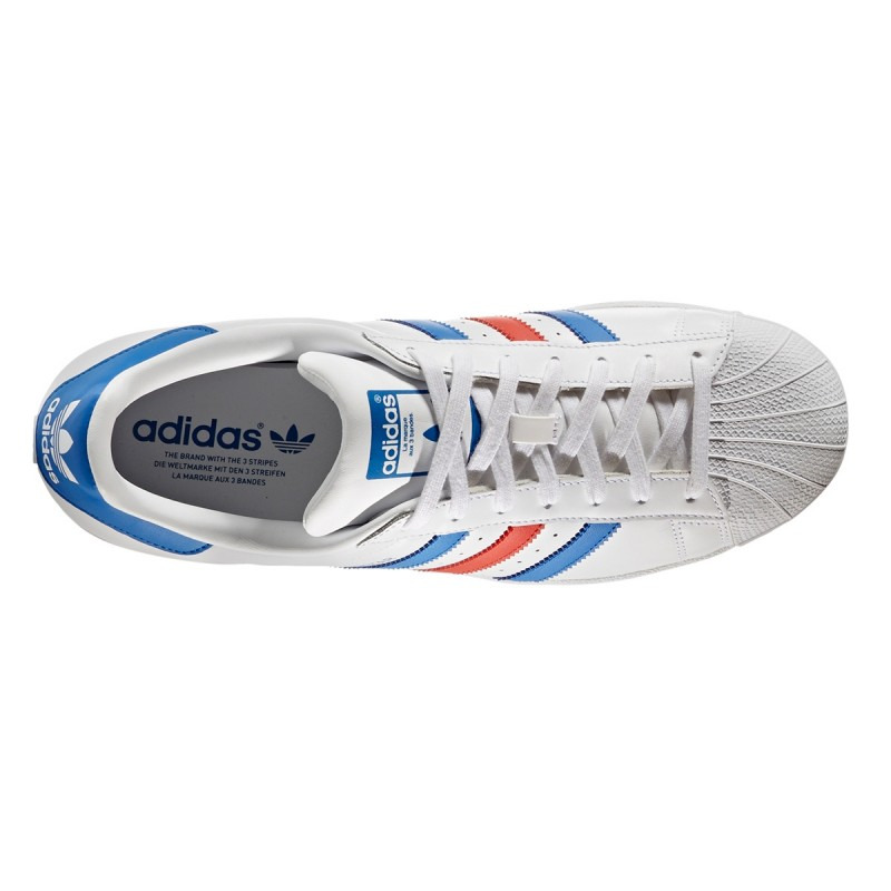 Adidas superstar foundation clearance white blue red