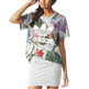 Adidas Originals Mujer Camiseta Boyfriend Trefoil Floral (gris/multicolor)