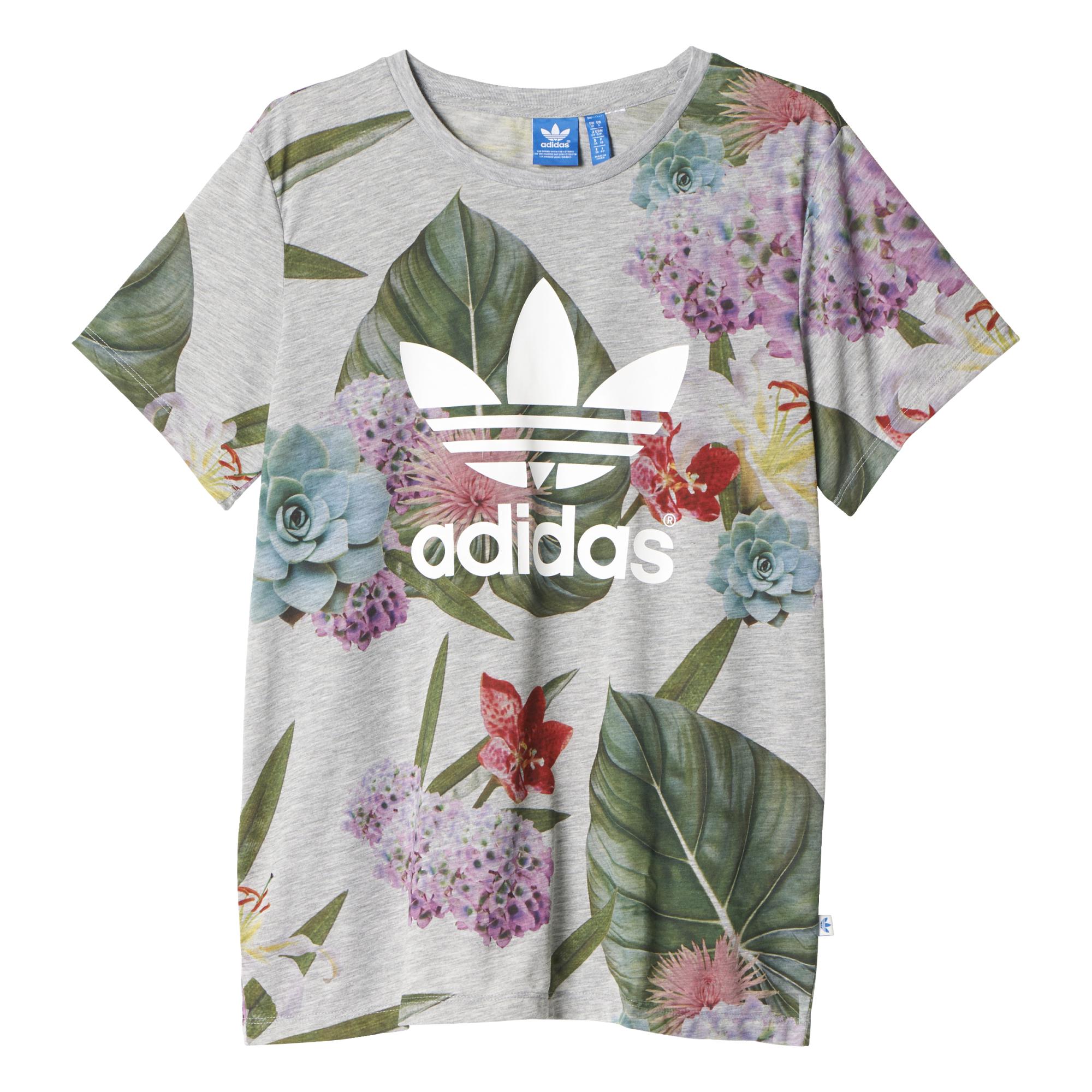 Adidas Originals Camiseta Boyfriend Trefoil Floral (gris)