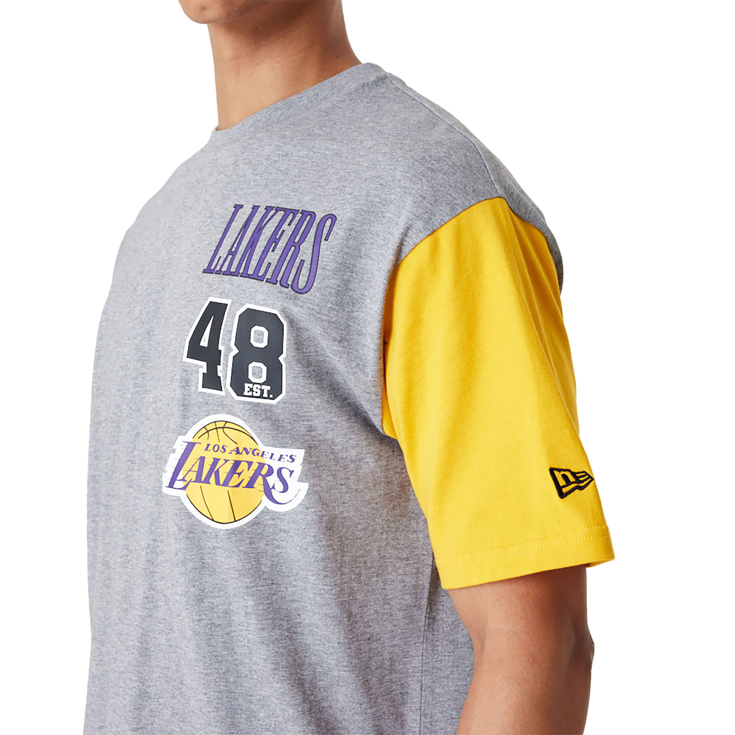 Official New Era NBA Cut And Sew LA Lakers Oversized T-Shirt C2_350