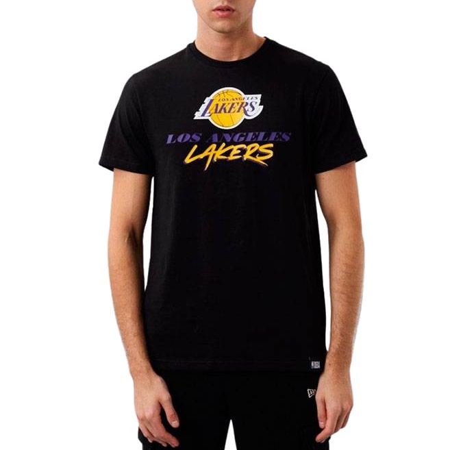 Black New Era NBA LA Lakers Script Logo T-Shirt