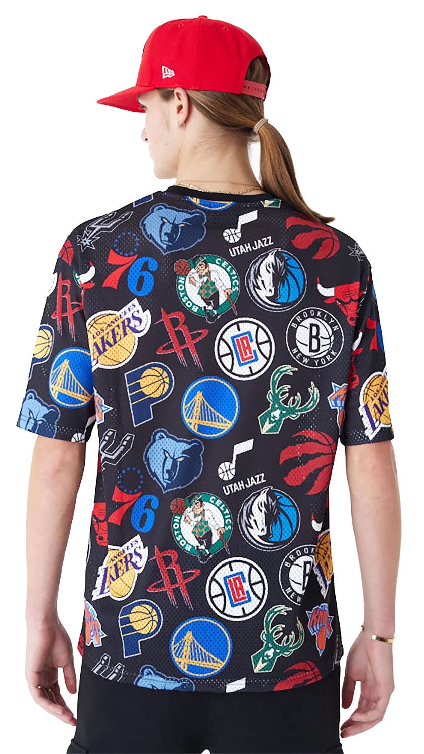 New Era NBA Logo Team All Over Print Mesh Oversized T-Shirt